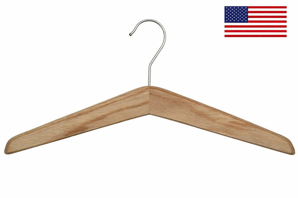 SunHouse 151-300-SM Wooden Coat Hanger - Standard Open Hook - Medium Oak