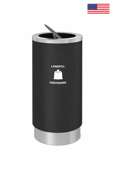 Magnuson CIRKEL-03 Top Loading 19 Gallon Steel Waste Receptacle - Swing Lid Opening and Multiple Finish