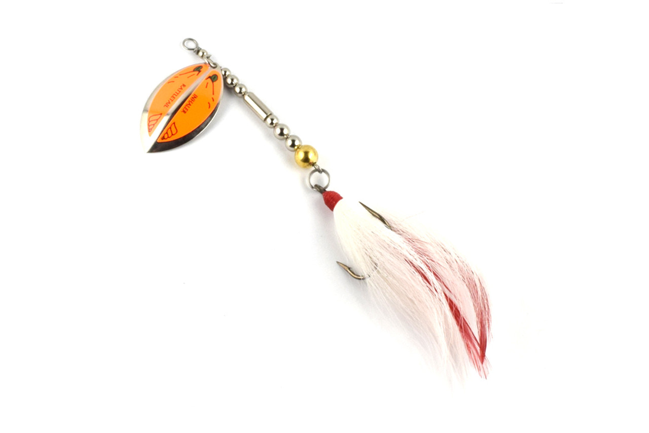 SPINNER BAIT 1 1/4 oz MUSKY BASS BUCKTAIL WHITE RED MUSTAD HOOK