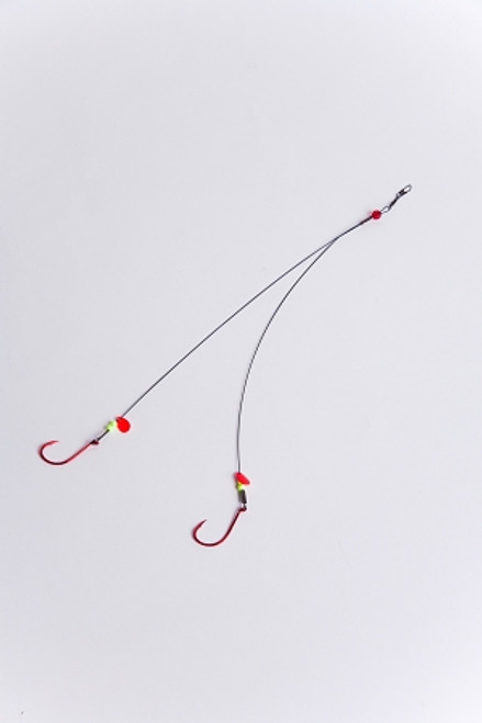 tip up leader 2 3/0 red single hooks