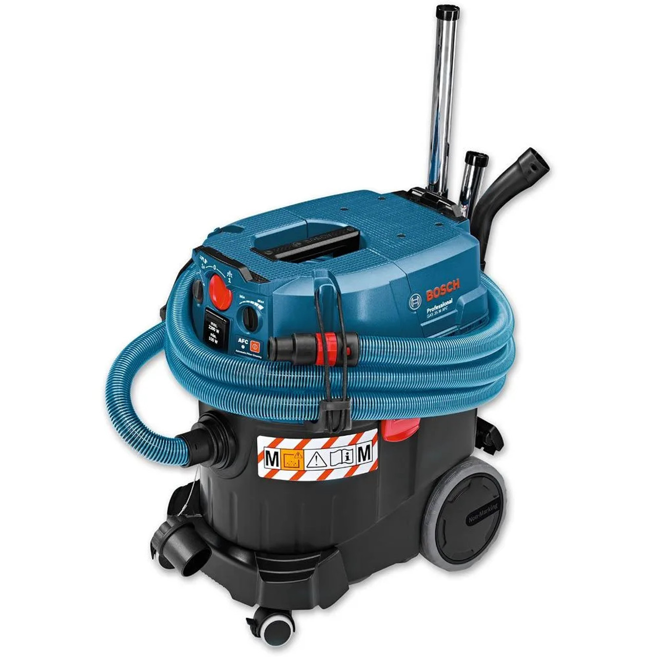 Bosch Professional Industrial vacuum cleaner GAS 35 M AFC (1200 Watt, 35 L  container, 5 m hose, in box), blue, black : : Large Appliances