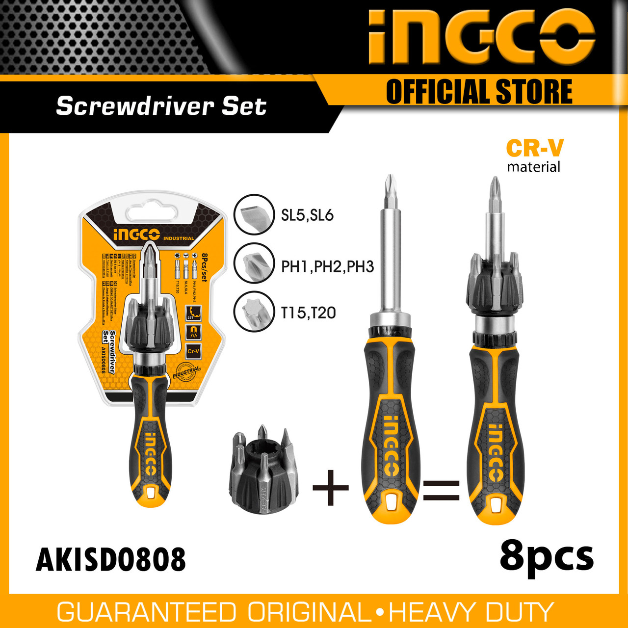 INGCO 8 PCS IN 1 RATCHET SCREWDRIVER AKISD0808