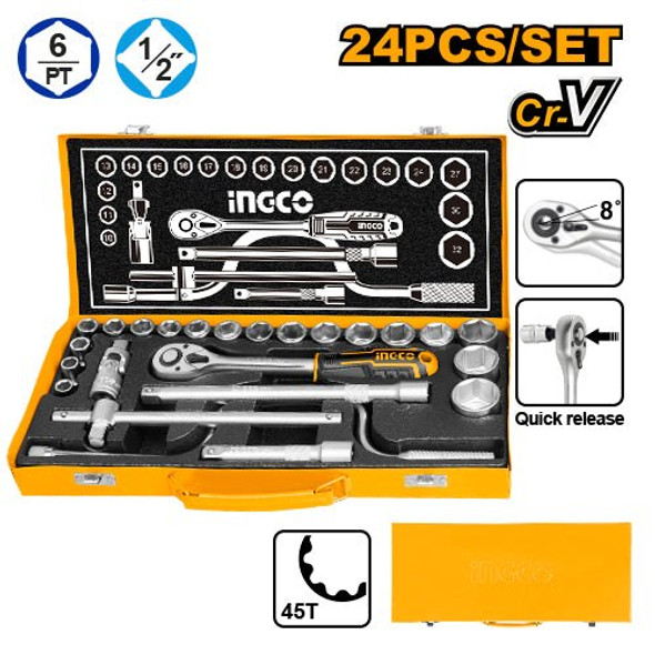 24 Pcs 1/2" Socket Set INGCO HKTS0243.