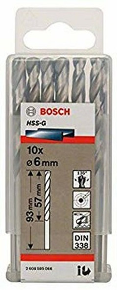 Bosch Metal drill bits HSS-G, DIN 338 6mm (10pcs)