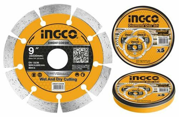 Ingco Dry diamond disc 9" 7.5mm DMD012302M  is  a specially designed cutting blade used for cutting.