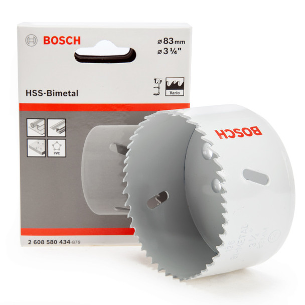 Bosch HSS bi-metal hole saw for standard adapters 83mm.