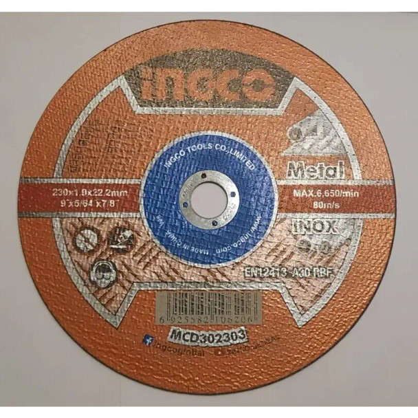 Ingco MCD302303 Metal Cutting Disc, 9 × 5/64 × 7/8 Inch.