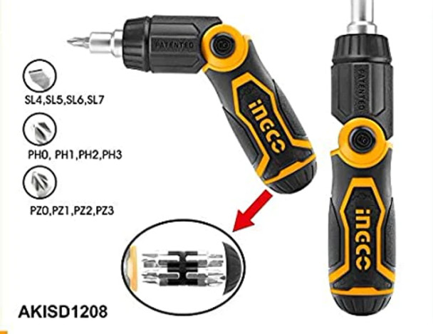 Ingco AKISD1208 13in1 Ratchet Screwdriver Set.