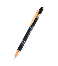 Stylo Palazzo en métal noir marbré avec stylet et finitions cuivrées