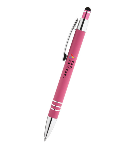 Celena Soft-Touch Kugelschreiber aus Metall mit Stylus & mehrfarbigem Aufdruck