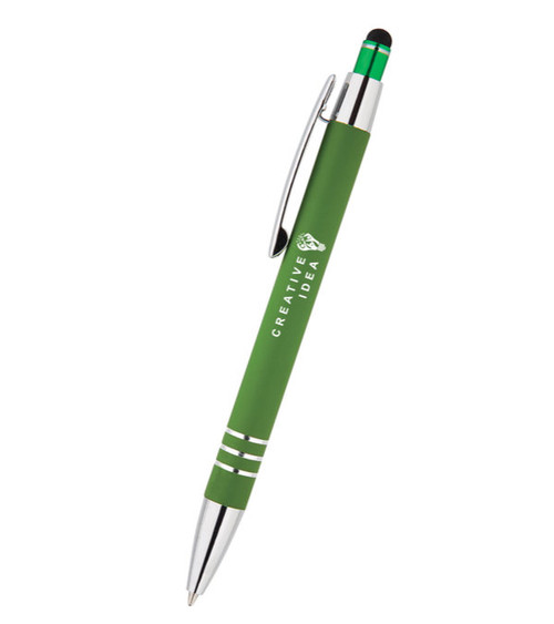 Celena Soft-Touch Kugelschreiber aus Metall mit Stylus & einfarbigem Aufdruck