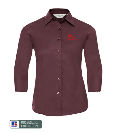 RUSSELL Fitted Bluse 3/4 Arm 140 g/m² - bestickt