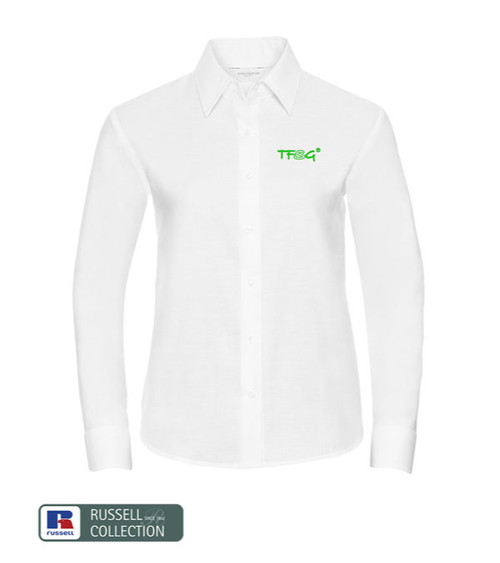 RUSSELL Oxford Bluse Langarm 135 g/m² - bestickt