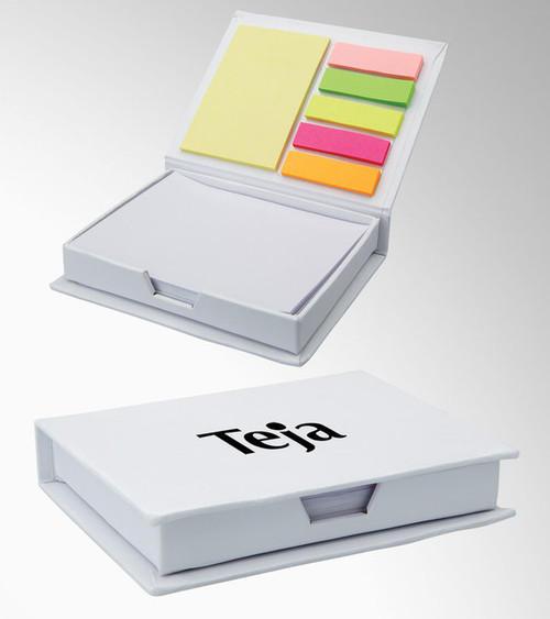 Memobox mit Notizblock und Haftnotizen