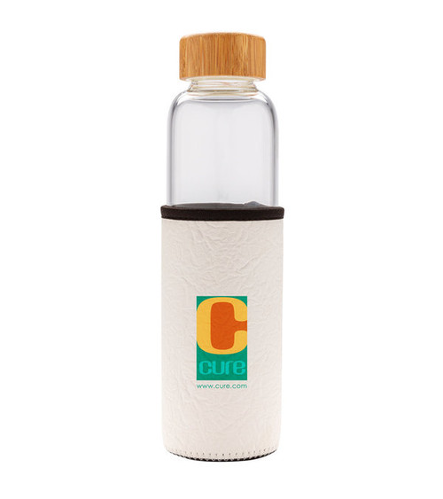 Glasflasche mit Kunstleder-Hülle 550 ml