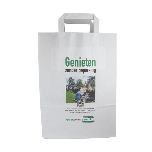 Papier Tragetaschen flach gefalteter Griff weiss L (B4) 26 x 12 x 35 cm