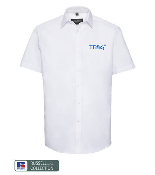 RUSSELL Hemd Herringbone Kurzarm - bestickt