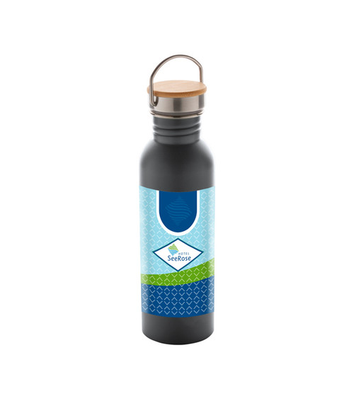 Trinkflasche aus Edelstahl mit Bambusdeckel 700 ml