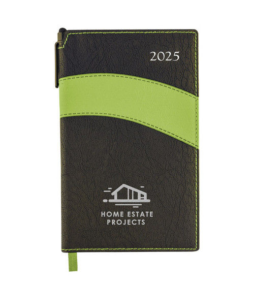 Agenda de poche Windsor Wave avec notes autocollantes et stylo avec stylet