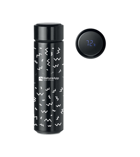 Gourde isotherme avec affichage LED et passe-thé POLE 450 ml - sérigraphie