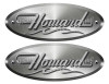 Howard Oval Remastered Stickers. Brushed Metal Style - 10" long