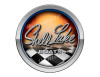 Shell Lake 50s Racing Boat Round Sticker - Name Plate