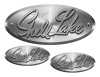 Shell Lake Oval Remastered Stickers. Brushed Metal Style