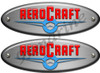 Two Aero Craft Boat Oval Stickers. Vintage 10"X3.5" long each