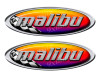 2 Malibu Red Racing Oval Stickers