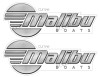 2 Malibu Designer Stickers. Brushed Metal Style - 10" long. Remastered