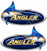 Two Angler 15 inch Die Cut Stickers Left/ Right