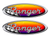 2 Ranger Red Racing Oval Stickers