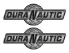 Two DuraNautic Boat Vintage Stickers. Brushed Metal Style