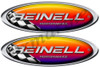 Two Reinell racing Oval Stickers - 10"X3.5"