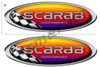 Two Scarab Oval Racing Round Stickers 14"X5" each