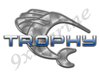 Trophy Remastered Sticker. Brushed Metal Style - 10"x6.5"