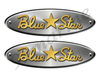 Blue Star Oval Remastered Stickers. Brushed Metal Style - 10" long