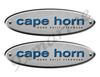 2 Cape Horn Remastered Stickers. Brushed Metal Style - 10" long