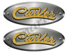 Carver Oval Remastered Stickers. Brushed Metal Style - 10" long