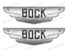2 Bock Designer Stickers. Brushed Metal Style - 10" long. Remastered