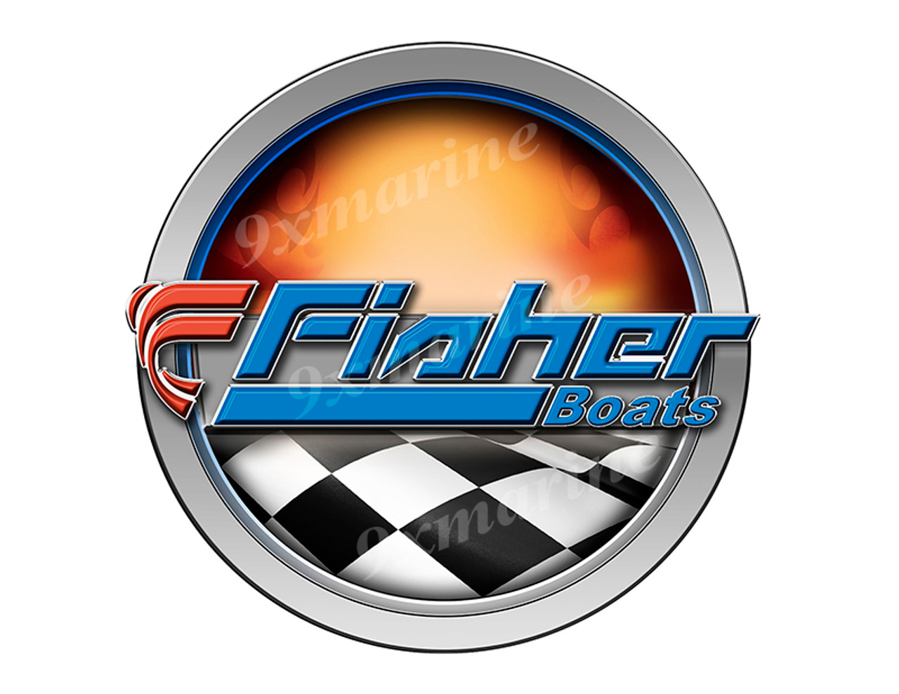 Fisher Racing Boat Round Sticker - Name Plate