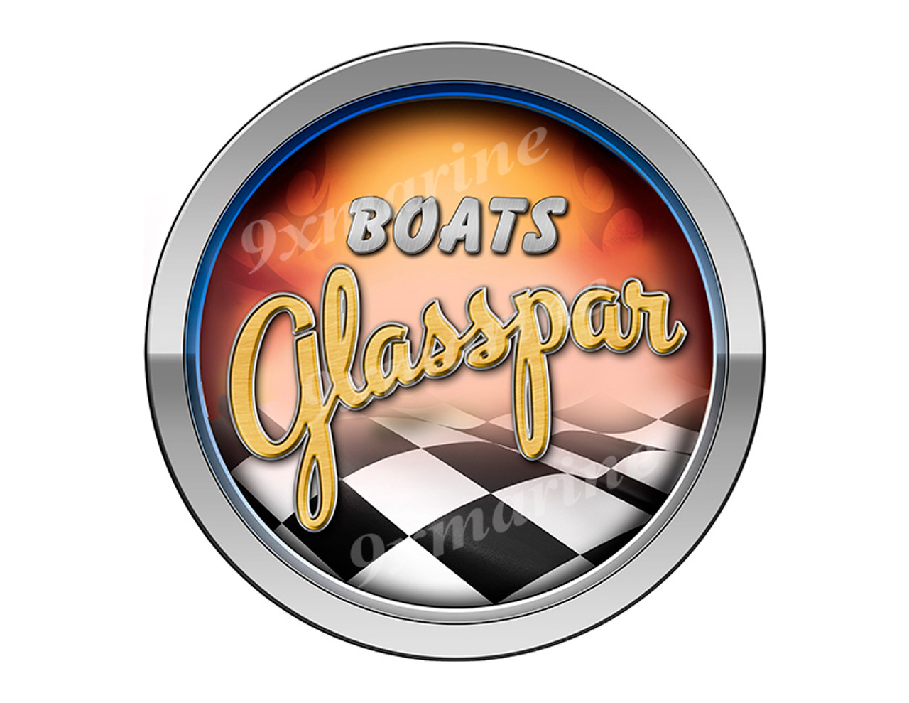 Glasspar Old Style Racing Boat Round Sticker - Name Plate