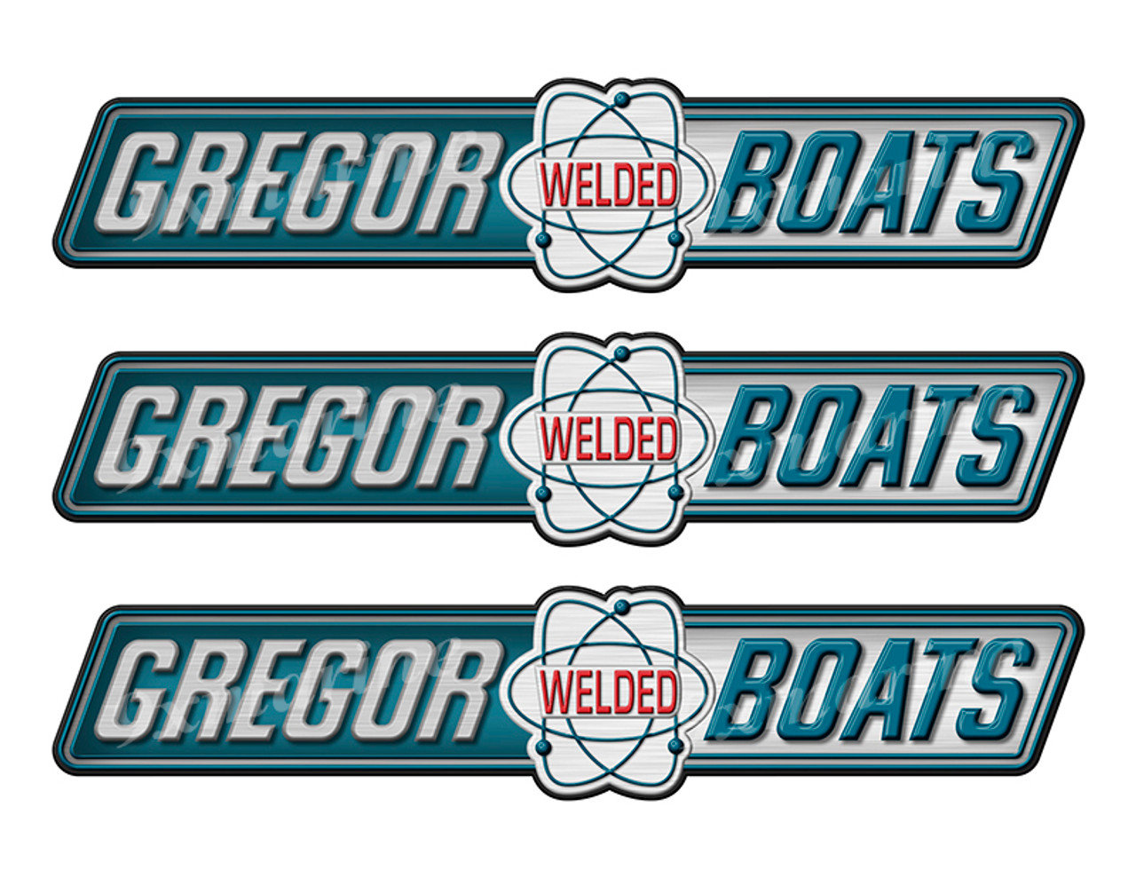 Gregor Welded boat Stickers "3D Vinyl Replica" of originals - 10" long