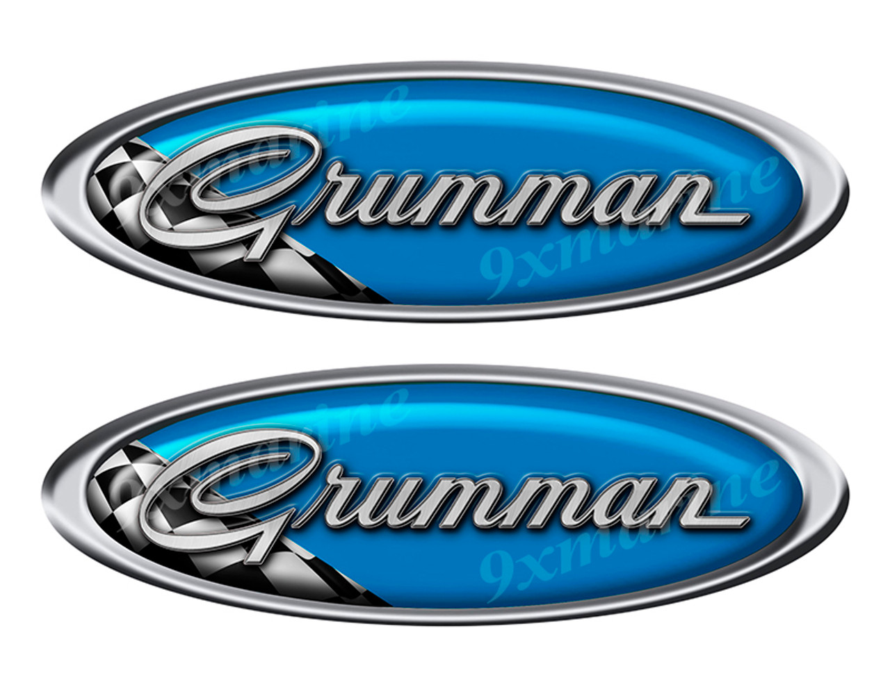Two Grumman Vinyl Racing Oval Stickers 10" long each