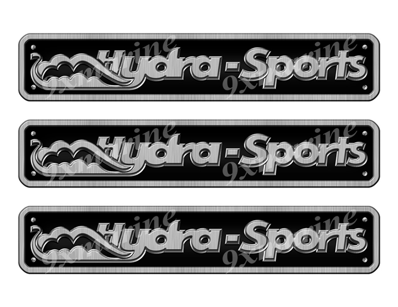 3 Hydra-Sports Stickers - 10" long set. Replica Name Plate in Vinyl