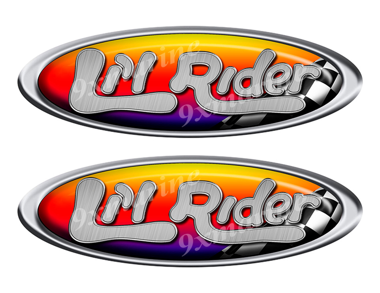 Two Lil Rider Red Racing Oval Stickers