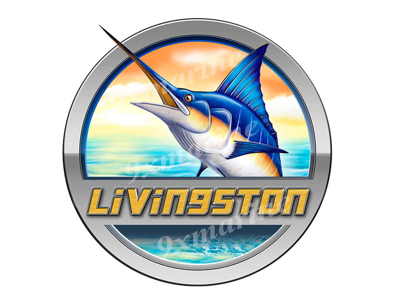 Livingston Marlin Round Designer Sticker 7.5"x7.5"