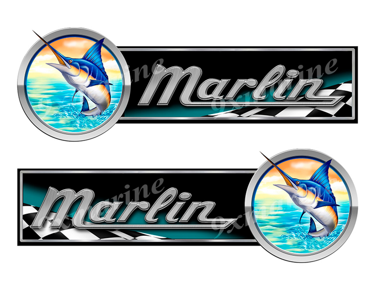 2 Marlin Boat Left/Right Stickers