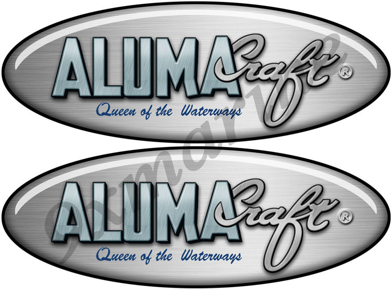 Two Aluma Craft Remastered Oval Stickers 10 inch long each