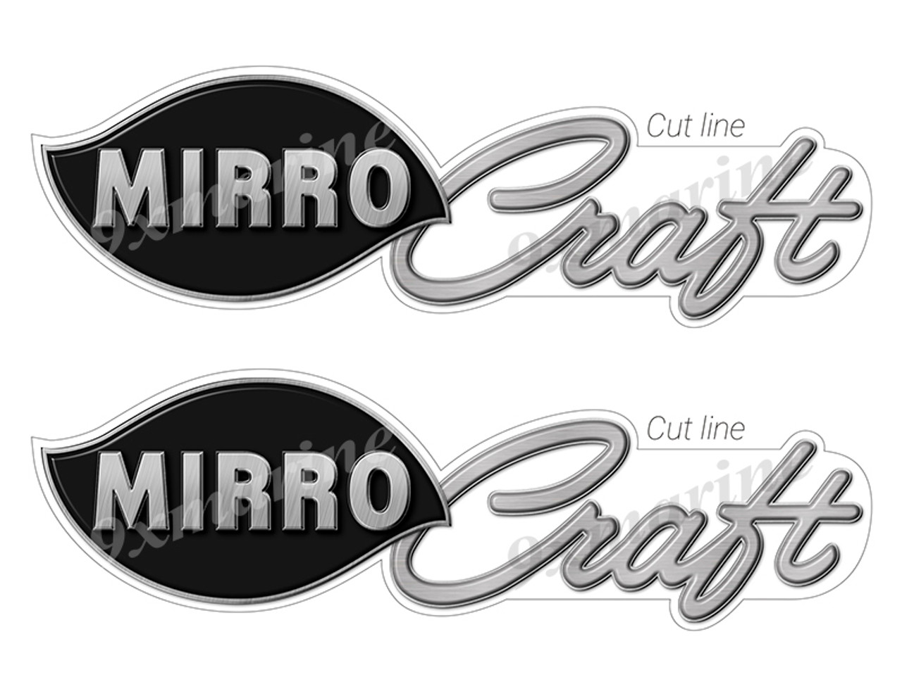 MirroCraft Designer Stickers. Brushed Metal Style - 10" long. Remastered